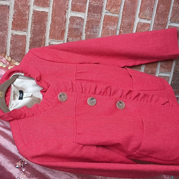 Wool jacket ( beating to orange red rhythm.) Not typical blazer jacket ☺️ - Picture 1 of 4